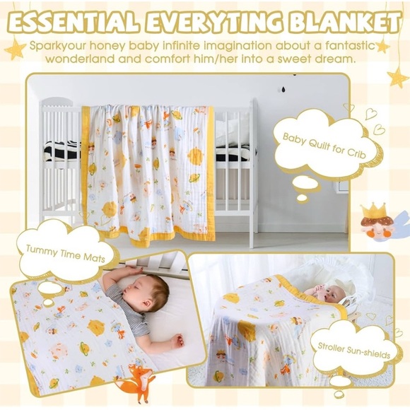 NWT Baby Boy Muslin Swaddle Blanket - says little prince on it - Picture 6 of 6